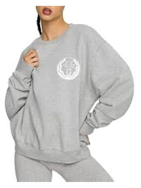GOOD AMERICAN Gray Gemini Crewneck Sweatshirt Size 3 Large Athleisure Casual